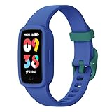 BIGGERFIVE Vigor 3 Kinder Fitness Armband Uhr mit AMOLED Display ohne App & ohne Smartphone, 3ATM wasserdicht, Pulsuhr, Schlaftracker Fitnessuhr, Sportuhr Schrittzähler für Kinder 5-12 Jahre, Blau