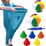 Vtizikl Yard Game Granny Pants, Funny Giant Stretchy Granny Pants, Garden Games with 2 Bouncy Balls and 4 Marker Cones for Outdoor Party Yard Games, Familientreffen (Hellblau)