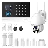 PGST Alarmanlage Haus & Wohnung,WLAN/4G SIM Alarmanlagen,Smart Alarm-Set mit Türsensor und Fenstersensor,2.4GHz IP Kamera Outdoor,Bewegungsmelder, Home Keypad mit Paniktaste,Funktioniert mit Alexa