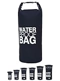 DonDon Dry Bag wasserdichte Tasche 2l, 5l, 10l, 15l, 20l, 30l Pack-Sack Beutel mit Schultergurt - schwarz 5 Liter