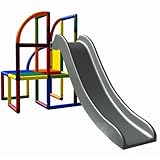 move and stic 6536 - Spielturm Olaf Kletterturm mit Rutsche für Kleinkinder für Kinderzimmer Spielzimmer oder Garten Mehrfarbig mit Grauer Rutsche