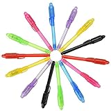 Willingood 14 x Geheimstift mit UV-Licht | unsichtbar schreiben | lesbar durch Licht | Mitgebsel | Kindergeburtstag | Gastgeschenke