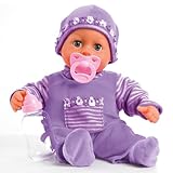 Bayer Design 93826AF Babypuppe interaktiv, sprechend, Schlafaugen, weicher Körper, 24 Babylaute, 38 cm, Lila