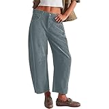 Damen-Freizeithose aus Cord, kurze Hose für Damen, gerades weites Bein, Baumwolle, Caprihose, entspannte Passform, atmungsaktiv, Outwear, Wandern, Spazierengehen, 1 x Hellblau, L