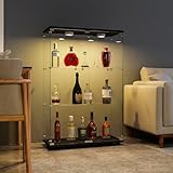 FANYUSHOW Glasvitrine Standvitrine in Schwarz - Vitrine Schwarz - Vitrinenschrank Schwarz - Sammlervitrine - Glasvitrine Regal Glas Schrank mit Licht 125 x 79 x 36.5 cm