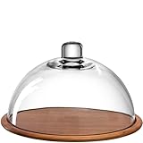 LEONARDO HOME Cucina Holz-Käseplatte und Glas-Glocke, Käse-Brett aus Holz inklusive Glas-Haube, 2er Set, Ø 280 mm, 018519
