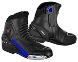 Vaster Moto Herren-Motorradschuhe aus Leder rutschfeste Schutzstiefel mit Knöchelstütze wasserdichte Motorrad-Rennstiefel (Blau, EU Schuhgrößensystem, Erwachsene, Numerisch, M, 46)