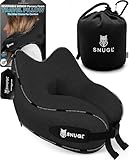 SNUGL Nackenkissen Memory Foam Waschbar & Verstellbar | Kuscheliges Nacken Reisekissen Für Flugzeug, Auto & Unterwegs | Reise-Kissen Nackenhörnchen, Neck Travel Pillow (Schwarz, Erwachsener Normal)