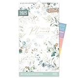 Häfft® Familienplaner 2025 mit 5 Spalten 'Blattgold' 23,5 x 42,6 cm, Wandkalender Jan - Dez 2025, Familienkalender Wandplaner: Ferientermine & viele Zusatzinfos - nachhaltig & klimafreundlich