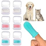 VEGCOO 6 Stück Silikon Hundezahnbürste für Hunde Katzen, 360° voll Weiche Fingerzahnbürste für Katzen zahnpflege Hund zahnbürste(weiß+blau+rosa)