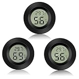 Funmo 3 PCS Mini Hygrometer Thermometer, Mini Digital Hygrometer Gauge Indoor Thermometer, Digital Hygrometer Thermometer for Humidifiers Greenhouse Reptile Plant Humidors -50°C~+70°C