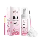 Wimpernshampoo Wimpernschaum Cleanser - Augenlid Schaumreiniger Wimpernreiniger für Wimpernverlängerung - Sanftes Wimpernshampoo für Verlängerung und Lifting - Ölfrei pH-Neutral Hypoallergen - 60ML