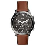 Fossil Neutra uhr für Herren, Chronographenwerk mit Edelstahl- oder Lederarmband, Braun und Dunkelgrau, 44MM
