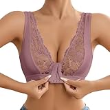 Damen Dirndl BH Verschluss Vorne Ohne Bügel Spitzen Minimizer Sexy Push Up Bra Komfort Bustier Breiten Trägern Klassischer Soft BH