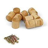 GEBAUM 10 Stück Möbelknöpfe holz, Satz Schrankknöpfe Mit Schrauben, Holz Schubladengriffe, Leicht zu Reinigen, Natürliches Birkenholz, für Kleiderschränke und Schubladen