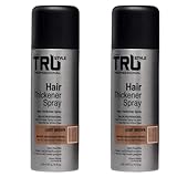Tru Haarverdichter Spray 2x 200ml Haarauffüller für Männer und Frauen, Sofort-Effekt Haarverdichtung, Kaschiert Haarausfall und lichtes Haar (Light Brown, 100ml 2er Pack)