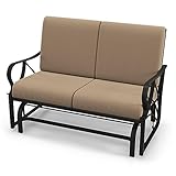 GIANTEX 2-Sitzer Schaukelbank, Metall Gartenbank, Outdoor-Schaukelstuhl mit Rückenlehne und Armlehnen, Gartenschaukel mit Kissen, Sitzbank für Balkon, Park, Garten, 300 kg belastbar, 124,5x73x89 cm