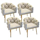 Urban Style Stoff-Polsterstühle mit einzigartiger Rückenlehne und goldenem Metallgestell, 4er-Set, perfekt für Küche, Wohnzimmer und Home Office