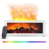 Duftöldiffusoren Kamin Elektrisch – 7-Farben Flammen Diffusor Ätherische Öle, 150ml Luftbefeuchter mit Wasserdampf Kamin, Fernbedienung & Timer, Raumduft Elektrisch, Aroma Diffuser für Zuhause/Büro