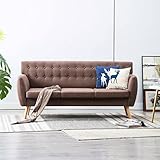 Nqyjm 3-Sitzer-Sofa, gepolstert, aus braunem Stoff, 172 x 70 x 82 cm, für Wohnzimmer, Büro, Schlafzimmer, Wohnzimmer