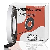 Kompriband 20mm breit – 4,3m lang, expandiert von 8 auf 32mm, 20/8, selbstklebend, Dichtungsband für Dachrinne, Fensterdichtband, Abdichtungsband & Vorlegeband, Fenster Isolierung Gegen Kälte