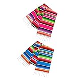 Veemoon Mexiko Tischläufer 2 Stück aus Baumwolle 35X215cm Dekorative Tischdecke mit Mexikanischem Design Farbiges Tischband für Party und Hochzeit