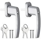 AUTOUTLET Fenstergriffe abschließbar, 2pcs Fenstersicherung Kinder Fensterschloss Aluminium in Stiftlänge 35mm, abschliessbarer Fenstergriff mit 4 Schlüsseln für Fenstertür Balkontür usw(Grau)