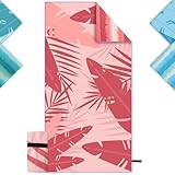 Mikrofaser Strandtuch xxl 90×180 cm, Microfaser Handtücher mit Tasche, Strandhandtuch Microfaser Badetuch Groß, Mikrofaser Handtuch für Strand, Reise, Hallenbad und Sauna, Saunahandtuch Herren /Damen