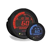 KOSO BA051010 Tachometer (Schwarze Lünette, Hd-02S Harley-Davidson 10,2 cm)