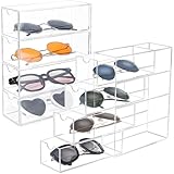 2 Stück Acryl Sonnenbrillen Aufbewahrung mit 4 Schubladen, Transparentes Stapelbare Brillenaufbewahrung, Brillenhalter Brillen Organizer für Lagerung Mehrere Brillen, Agellack, Kosmetik, Uhren, Ketten