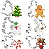 Weihnachts-Ausstechformen für Kinder, 6 Stück, Weihnachts-Keksausstecher, Gebäckausstecher, Weihnachtsbaum, Schneemann, Lebkuchenmann, Schneeflocke, Rentierkopf, Formen zum Backen