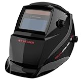 YESWELDER Wahre Farbe Schweißhelm Solarbetriebene Schweißmaske Automatischer Verdunkelung Breiter Schatten 4/9-13 Schweißhelm für TIG MIG ARC