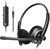 awatrue Computer-Headset mit Mikrofon für PC - Kabelgebundene Kopfhörer mit Mikrofon für WFH Office Call Center Online Class Zoom Meetings, leicht, MIC Mute, verbesserter Klang