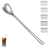 Evanda Latte Macchiato Löffel Set von 12 Stück, Edelstahl Teelöffel, Rühren Bar Löffel, Kaffeelöffel, Eislöffel, Cocktail Löffel