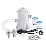 Kavolet Pool-Filterpumpe, mit 2 Filterkartuschen, 330 GPH, elektrische Wasserpumpe für Planschbecken, Poolpumpen, oberirdische Poolpumpe, kleine Filterpumpe für Pool