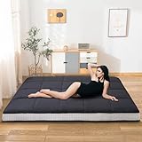 Ytaoeo Futon Matratze 140 x 200 cm klappmatratze 10cm Dicke Japanische Bodenmatratze Faltbare matratze Atmungsaktive Bodenliege Gästebett für Camping Couch (Schwarz, Full-Matratze)
