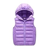 Ärmellos Weste Kapuzenweste Kinder Steppweste Hoodie Daunenweste für Jungen Mädchen Warm Winterjacke Steppweste Outdoor Sportweste Leichte Übeergangsweste Einfarbig Steppjacke (Purple, 10-12 Years)