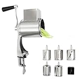 Käsereibe mit Kurbel, Gemüsehobel mit 5 Edelstahl Austauschbaren Trommelreiben – Manuelle Küchenreibe für Küche, Schneiden von Obst, Nüssen, Käse