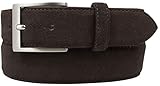 BELTINGER Italienischer Veloursleder-Gürtel, 35 mm breit, Herren, Anzuggürtel, Hosengürtel, Wildleder, Schließe Silber | Dunkelbraun 95cm
