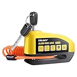 ZELENY Bremsscheibenschloss Alarm 110db MotorradSchloss, Motorrad schloss Alarmanlage mit 1.5m Rückrufkabel und Schlosstasche, Scheibenbremsen Schloss für Moto Fahrrad Moped