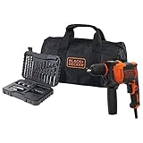 BLACK+DECKER BEH710SA32 Schlagbohrmaschine 710 W + Set 32 Zubehörteile zum Schrauben und Bohren + Transporttasche BEH710SA32-QS