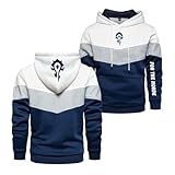 Seroni Kontrastfarbener Herren-Hoodie Für The Horde Langärmeliger Kapuzenpullover Sportstyle-Jacke Pullover Sweatshirts Grafische Oberbekleidung Oberteile-White||3XL