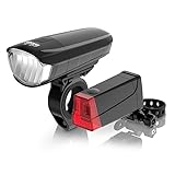 DANSI LED Fahrradlicht Set - StVZO Zugelassenes Fahrrad Licht mit 60, 30 & 15 Lux | LED Fahrradlicht Vorne+Hinten |Automatische Lichtanpassung & Werkzeuglose Montage| Regenfest