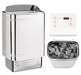 Sauna-Set finnischer Saunaofen Sentiotec Nordex II 8kW Sauna Heizgerät mit Saunasteuerung Sentiotec K2 und Steine
