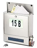 Lunartec Postkasten: Edelstahl-Briefkasten, Solar-Leucht-Hausnummer, Zeitungsfach, 3 LEDs (Postkasten mit Hausnummer, Briefkasten mit Beleuchtung)