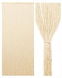 Ezcasch 90x200cm Holz Perlenvorhang - 90 Stränge Beige Retro Holzperlenvorhang - Handarbeit Natur Türvorhang Fadenvorhang als Insektenschutz Fliegenschutz für Schlafzimmer Wohnwagen Camping