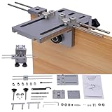 Fridgestea 6/8/10mm Bohrschablone | Selbstzentrierende Dübelvorrichtung mit CNC-Bohrführung für Exakte 32mm Systemlöcher & T-Verbindungen | Ideal für Möbelbau, Türen & Tischlerarbeiten - MD590