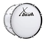 XDrum MBD-222 Marsch Bass Trommel, Fußball Pauke 22' x 12' (7,5 kg, 4 Ösen, Spannschrauben, inkl. Paar Schlägel, Tragegurte, Stimmschlüssel) weiß