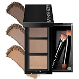 Augenbrauenfarbe Palette - 3 Farben Wasserfest Dunkelbraun Augenbrauenpuder Palette Mit 2 Bürsten - Schweißfester Lang Anhaltender Feinpuder Augenbrauen Farbe Puder Makeup