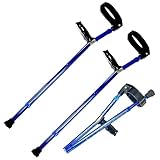 Verstellbare, leichte Aluminium-Klappkrücken mit drehbarer, geschlossener Unterarmstütze und ergonomischem, komfortablem Handgriff (Paarfarbe: Blau)